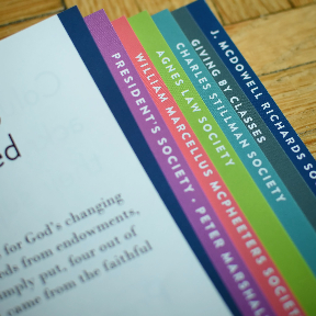 Colorful, staggered pages solve the problems of limited page numbers and lots of copy, but still requiring a way to navigate
